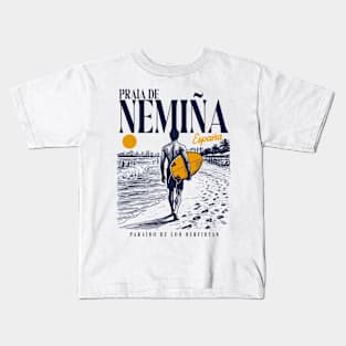 Vintage Surfing Praia de Nemina, Spain // Retro Surfer Sketch // Surfer's Paradise Kids T-Shirt